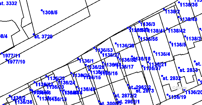 Parcela st. 1136/27 v KÚ Slaný, Katastrální mapa