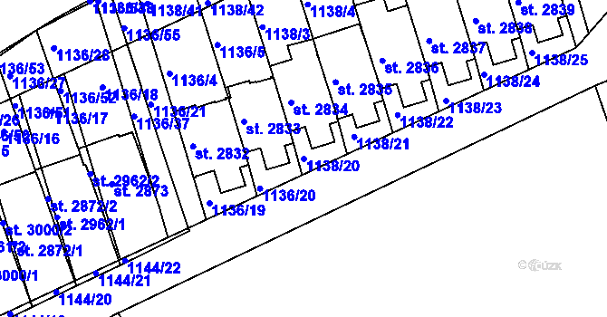 Parcela st. 1138/20 v KÚ Slaný, Katastrální mapa