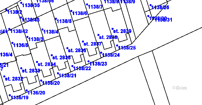 Parcela st. 1138/24 v KÚ Slaný, Katastrální mapa