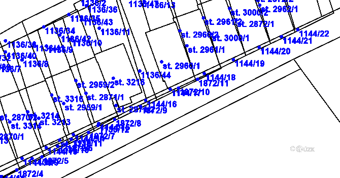 Parcela st. 1144/17 v KÚ Slaný, Katastrální mapa