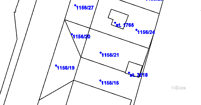 Parcela st. 1156/21 v KÚ Slaný, Katastrální mapa