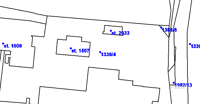 Parcela st. 1338/4 v KÚ Slaný, Katastrální mapa