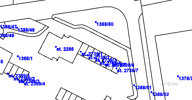 Parcela st. 1388/29 v KÚ Slaný, Katastrální mapa