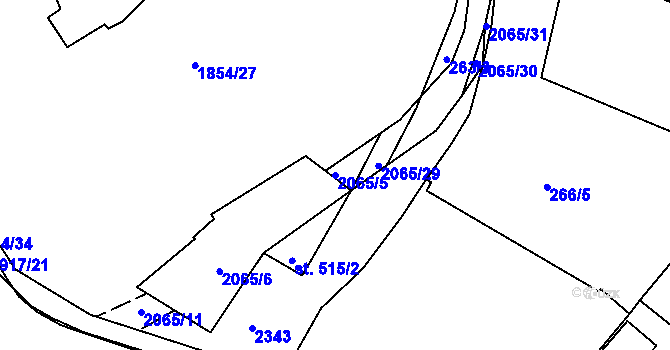 Parcela st. 2065/5 v KÚ Slaný, Katastrální mapa