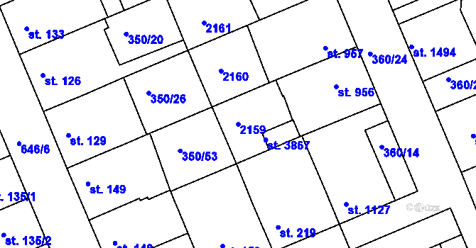 Parcela st. 2159 v KÚ Slaný, Katastrální mapa