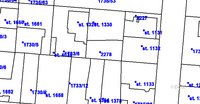 Parcela st. 2278 v KÚ Slaný, Katastrální mapa