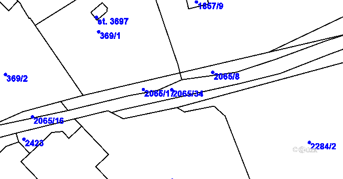 Parcela st. 2065/34 v KÚ Slaný, Katastrální mapa