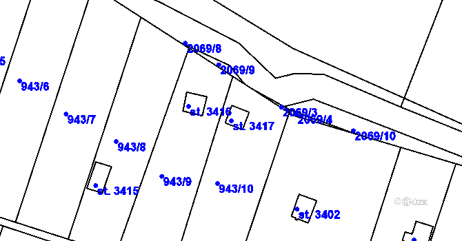 Parcela st. 3417 v KÚ Slaný, Katastrální mapa
