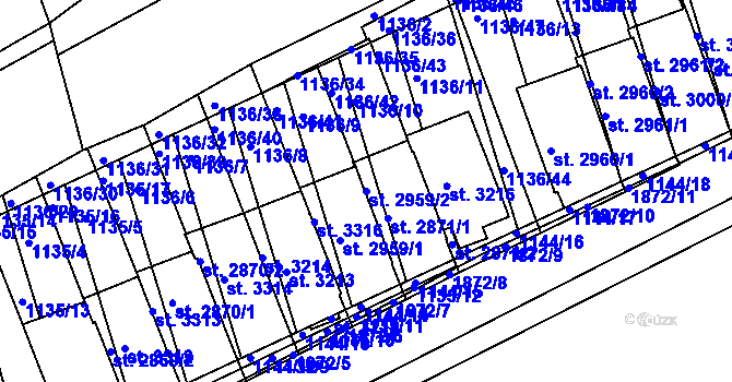 Parcela st. 2959/2 v KÚ Slaný, Katastrální mapa