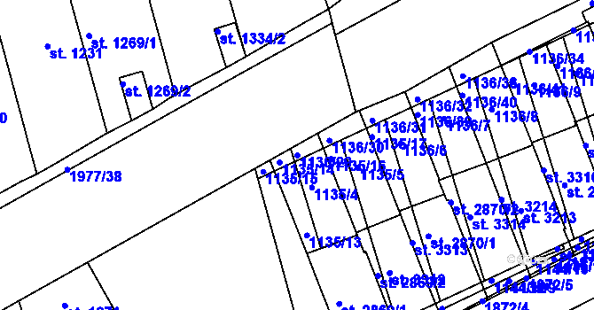 Parcela st. 1136/29 v KÚ Slaný, Katastrální mapa