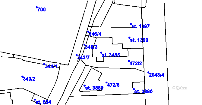 Parcela st. 3455 v KÚ Slaný, Katastrální mapa