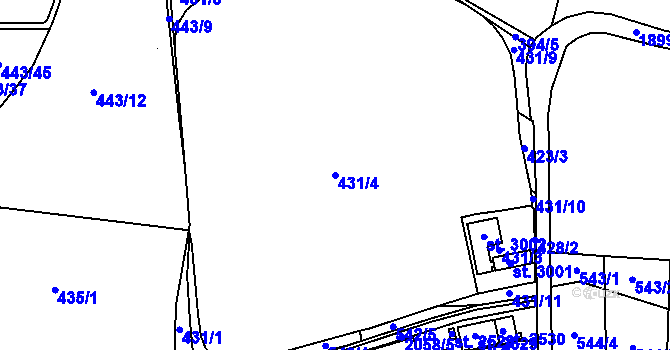 Parcela st. 431/4 v KÚ Slaný, Katastrální mapa