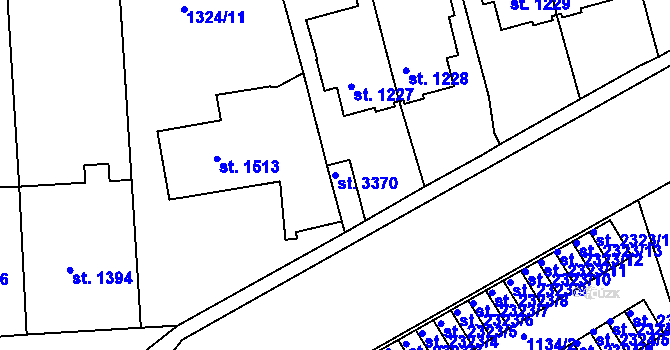 Parcela st. 3370 v KÚ Slaný, Katastrální mapa
