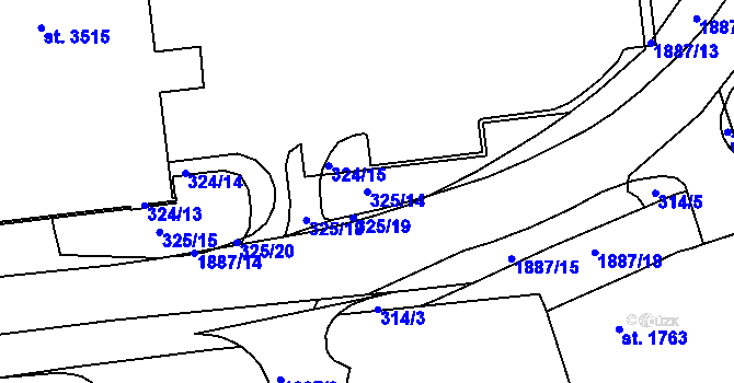 Parcela st. 325/14 v KÚ Slaný, Katastrální mapa