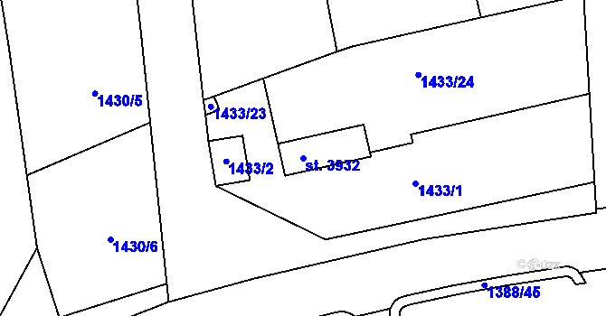Parcela st. 3932 v KÚ Slaný, Katastrální mapa