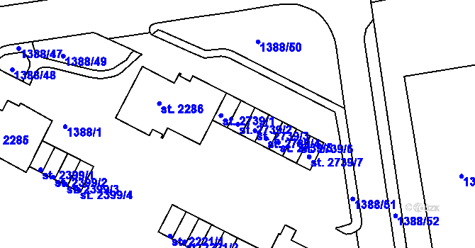 Parcela st. 2739/2 v KÚ Slaný, Katastrální mapa