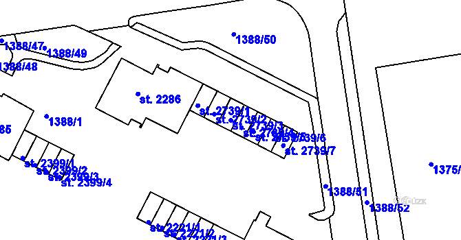 Parcela st. 2739/3 v KÚ Slaný, Katastrální mapa