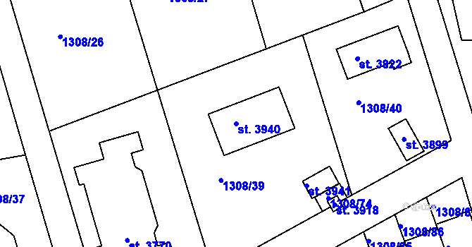 Parcela st. 3940 v KÚ Slaný, Katastrální mapa