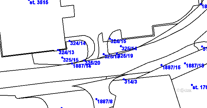 Parcela st. 325/18 v KÚ Slaný, Katastrální mapa