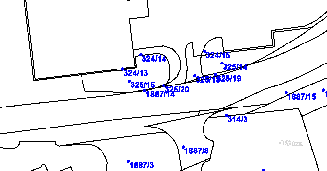 Parcela st. 325/20 v KÚ Slaný, Katastrální mapa