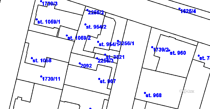 Parcela st. 3521 v KÚ Slaný, Katastrální mapa
