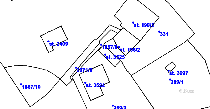 Parcela st. 3525 v KÚ Slaný, Katastrální mapa