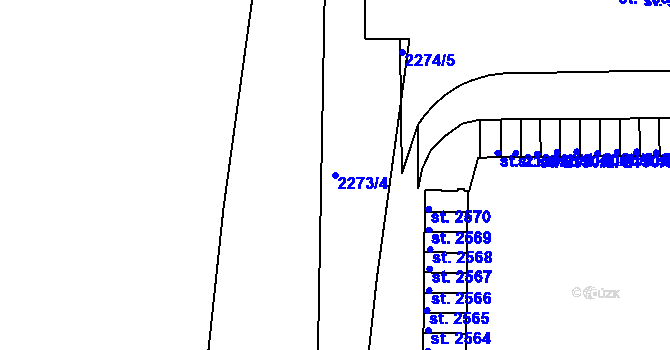 Parcela st. 2273/4 v KÚ Slaný, Katastrální mapa