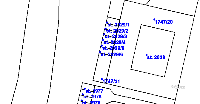 Parcela st. 2029/6 v KÚ Slaný, Katastrální mapa