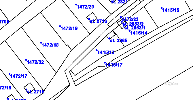 Parcela st. 1415/13 v KÚ Slaný, Katastrální mapa