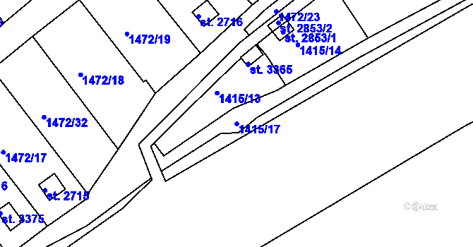 Parcela st. 1415/17 v KÚ Slaný, Katastrální mapa
