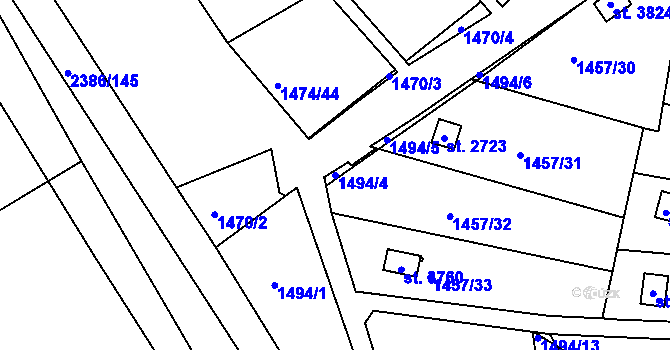 Parcela st. 1494/4 v KÚ Slaný, Katastrální mapa