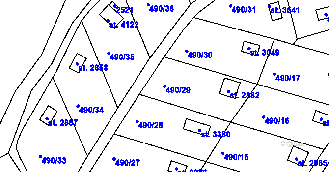 Parcela st. 490/29 v KÚ Slaný, Katastrální mapa