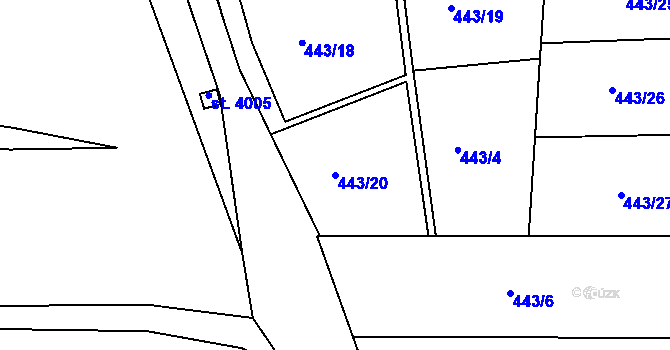 Parcela st. 443/20 v KÚ Slaný, Katastrální mapa