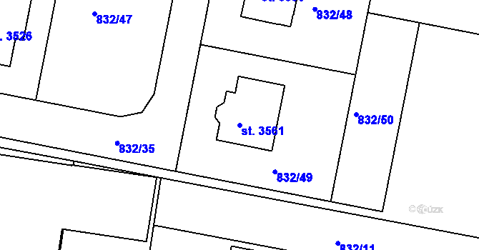 Parcela st. 3561 v KÚ Slaný, Katastrální mapa