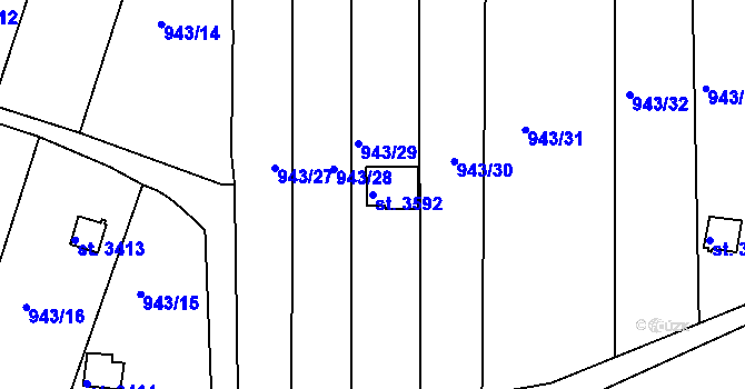 Parcela st. 3592 v KÚ Slaný, Katastrální mapa