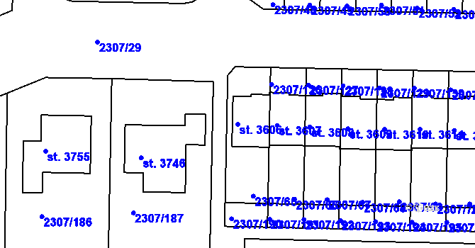 Parcela st. 3606 v KÚ Slaný, Katastrální mapa
