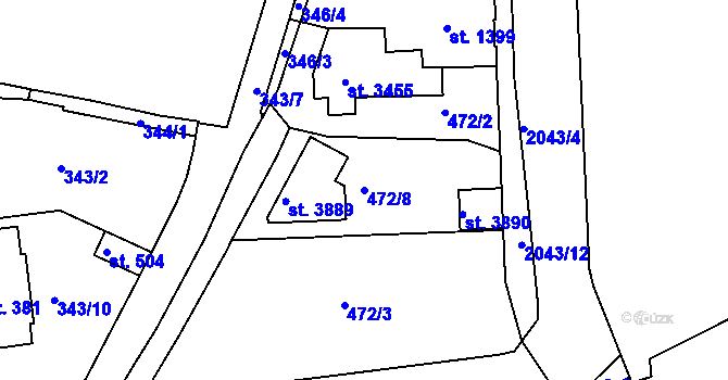 Parcela st. 472/8 v KÚ Slaný, Katastrální mapa