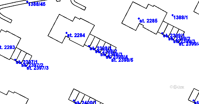 Parcela st. 2398/3 v KÚ Slaný, Katastrální mapa