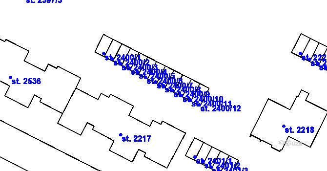 Parcela st. 2400/8 v KÚ Slaný, Katastrální mapa