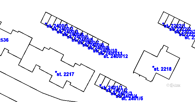 Parcela st. 2400/11 v KÚ Slaný, Katastrální mapa