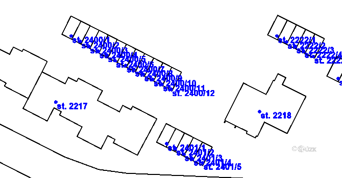 Parcela st. 2400/12 v KÚ Slaný, Katastrální mapa