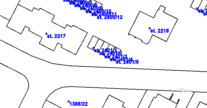 Parcela st. 2401/3 v KÚ Slaný, Katastrální mapa