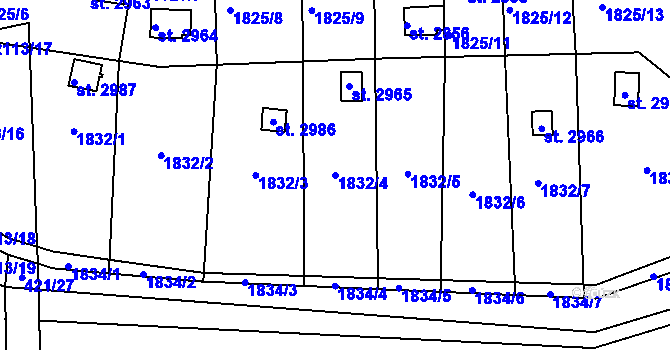 Parcela st. 1832/4 v KÚ Slaný, Katastrální mapa
