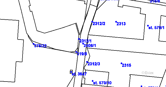 Parcela st. 2408/1 v KÚ Slaný, Katastrální mapa