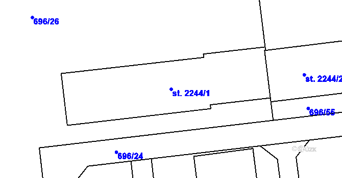 Parcela st. 2244/1 v KÚ Slaný, Katastrální mapa