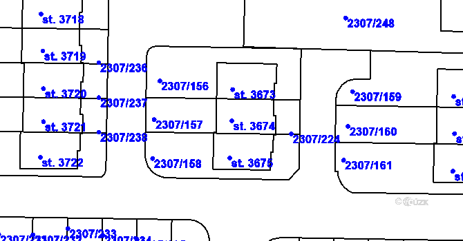 Parcela st. 3674 v KÚ Slaný, Katastrální mapa