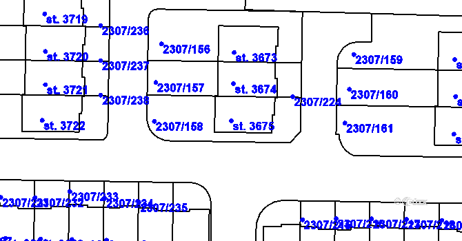 Parcela st. 3675 v KÚ Slaný, Katastrální mapa