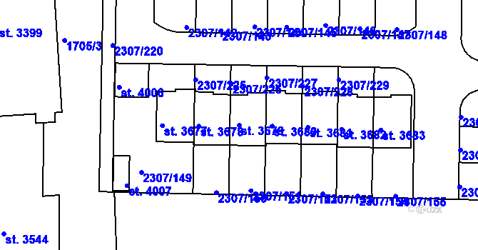 Parcela st. 3679 v KÚ Slaný, Katastrální mapa