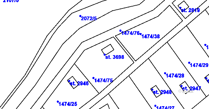 Parcela st. 3698 v KÚ Slaný, Katastrální mapa