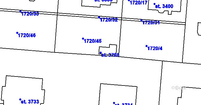 Parcela st. 3708 v KÚ Slaný, Katastrální mapa